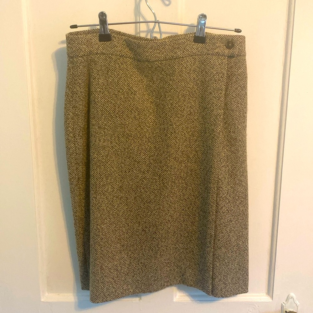 Brooks Brothers classic tweed wool wrap skirt